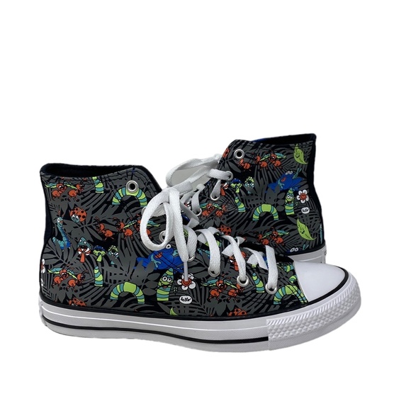 Converse Chuck Taylor Canvas Hightops Black/Lime/Insects print! Women Sz 8! - Picture 6 of 10